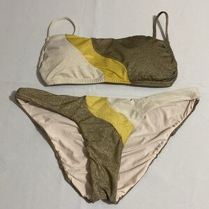 PILYQ Women's Haven Luna Wave Top & Haven Wave Full Bottom Bikini Set Size L